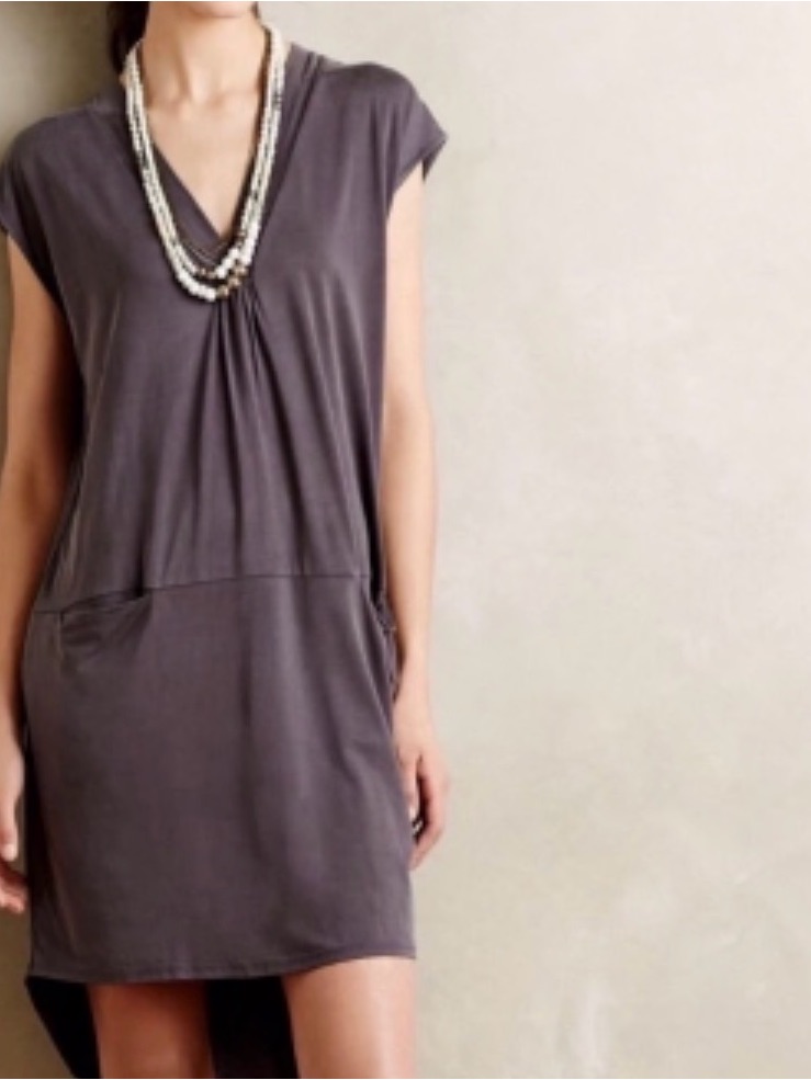 Anthropologie Dolan High-Low V-Neck Sleeveless Pocket Tunic Dress In Slate Gray